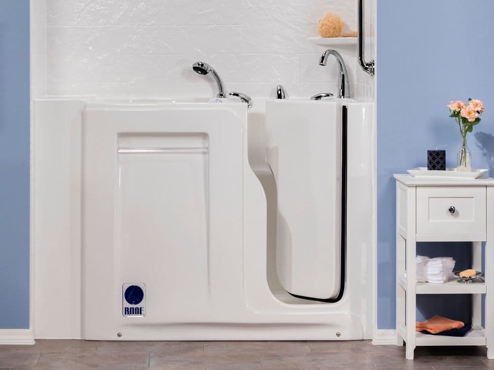 An accessible walk-in bathtub.